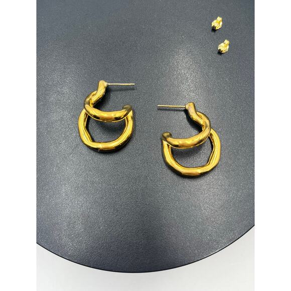 Missoma 18k Recycled Gold Plated Double Molten Abstract Sculptural Twist Earring - Picture 9 of 11